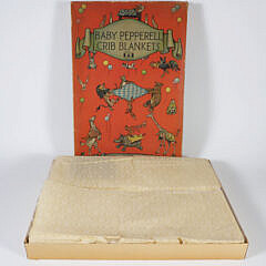 Original Tony Sarg Designed Baby Pepperill Crib Blanket Box and Crib Blanket