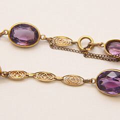 Antique Faceted Amethyst and Filigree Gold Bracelets Set with Four Amethysts