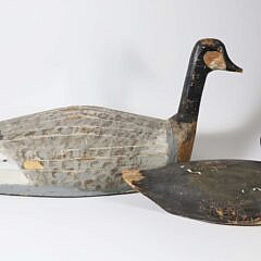 Antique American Folk Art Canvas Canada Goose and Black Sea Duck Decoys