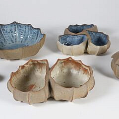 4 Vintage Mid Century Barbara Walch Stoneware Art Pottery Vessels, signed on undersides 