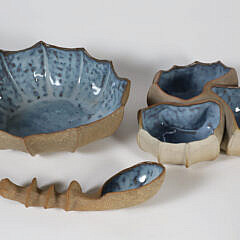 4 Vintage Mid Century Barbara Walch Stoneware Art Pottery Vessels