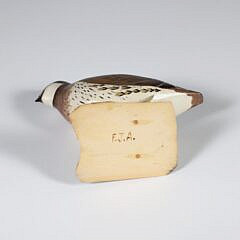 Miniature Hand Carved and Painted Shorebird Quail Decoy Signed F.J.A.