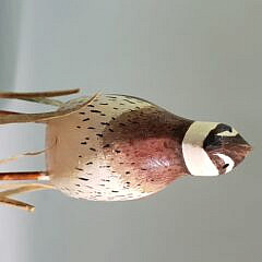 Miniature Hand Carved and Painted Shorebird Quail Decoy Signed F.J.A.