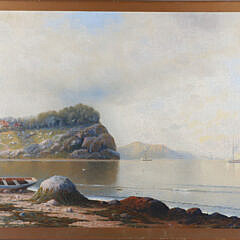 Kanute Felix (1852-1935) Oil on Canvas "Rocky Coastline" signed lower left K.E. Felix