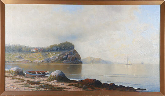Kanute Felix (1852-1935) Oil on Canvas "Rocky Coastline" signed lower left K.E. Felix