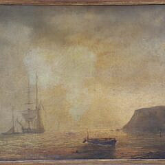 Gaillard de L’Epernay Oil on Canvas “Ships at Anchor” Seascape
