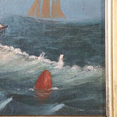 N.H. White Oil on Canvas “Schooner Off a Red Buoy”, circa 1898