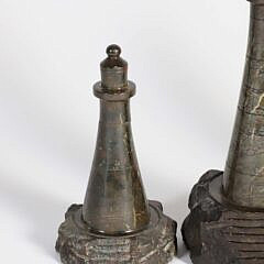 Three Cornish Carved Serpentine Stoneware Lighthouse Models, 20th Century