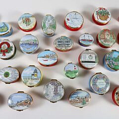 Collection of 29 Nantucket Enamel Boxes from Andersons, in both Christmas and spring and summer motifs 