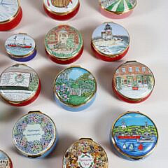 Collection of 29 Nantucket Enamel Boxes from Andersons and the Hub