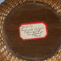 Ferdinard Sylvaro Round Open Swing Handle Nantucket Basket, Original Paper Label