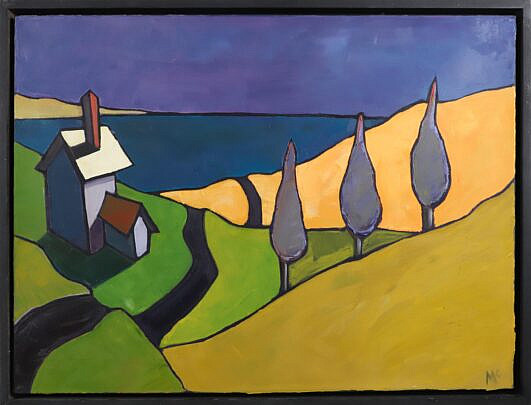 Michael Maguire Oil on Canvas "Landscape" initialed lower right M.C.