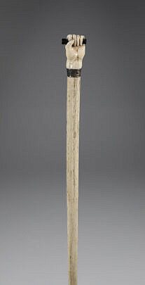 Whaler Made Clenched Fist Walking Stick, 19th Century, antique whale ivory clenched fist on a whalebone shaft