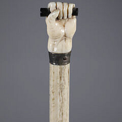 Whaler Made Clenched Fist Holding Ebonized Rod Walking Stick, 19th Century