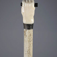 Whaler Made Clenched Fist Holding Ebonized Rod Walking Stick, 19th Century