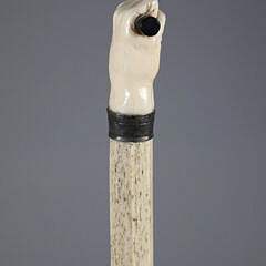 Whaler Made Clenched Fist Holding Ebonized Rod Walking Stick, 19th Century