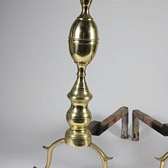 Pair of Brass Double Lemon Top Andirons, circa 1800