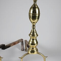Pair of Brass Double Lemon Top Andirons, circa 1800