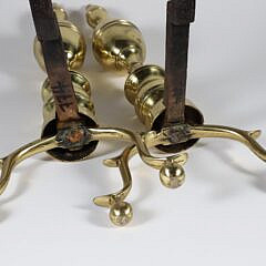 Pair of Brass Double Lemon Top Andirons, circa 1800