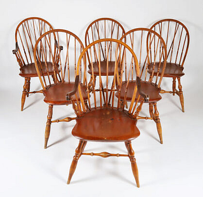 Six Warren Chair Works Windsor Dining Chairs