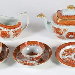 Swain Family Nantucket, Chinese Export Orange Fitzhugh China, circa 1810