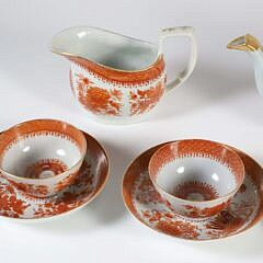 Swain Family Nantucket, Chinese Export Orange Fitzhugh China, circa 1810