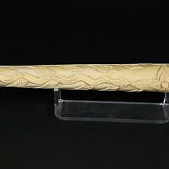 Carved and Scrimshawed Antique Walrus Tusk, 19th Century