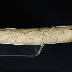 Carved and Scrimshawed Antique Walrus Tusk, 19th Century