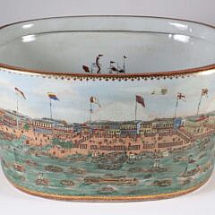 Chinese Export Style Porcelain Footbath, decorated with international trading hongs at canton