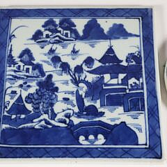 Two Chinese Canton Vivid Blue and White Tiles, 19th Century