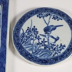 Two Chinese Canton Vivid Blue and White Tiles, 19th Century