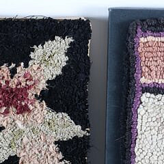 Two Antique Clipper Ship Hooked Rugs Mounted on Boards