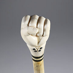 Whaler Made Finely Carved Clenched Fist Walking Stick, 19th Century