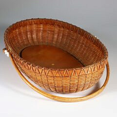 Paul Willer Oval Shallow Double Handle Nantucket Basket, circa 1985
