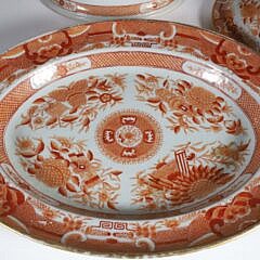 Chinese Export Porcelain Orange Fitzhugh Soup Tureen and Matching Underplate, 19th Century