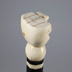 Whaler Made Masculine Clenched Fist Walking Stick, 19th Century
