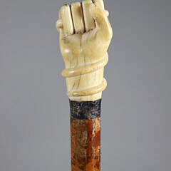 Whaler Made Clenched Fist with Serpent Walking Stick, 19th Century