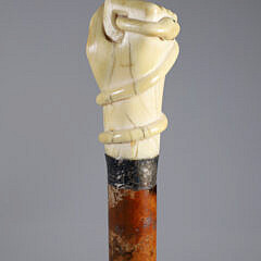 Whaler Made Clenched Fist with Serpent Walking Stick, 19th Century
