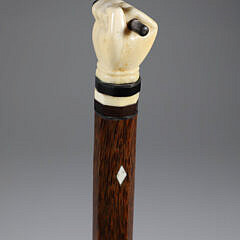 Whaler Made Clenched Fist Holding Ebonized Rod Walking Stick, 19th Century