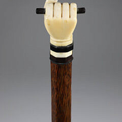 Whaler Made Clenched Fist Holding Ebonized Rod Walking Stick, 19th Century
