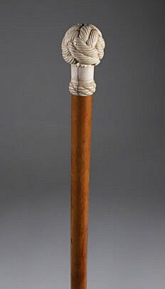 Whaler Made Turks Knot Grip Walking Stick, 19th Century, on malacca shaft