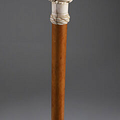 Whaler Made Turks Knot Grip Walking Stick, 19th Century, on malacca shaft