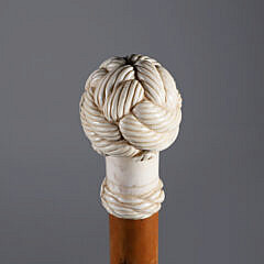 Whaler Made Turks Knot Grip Walking Stick, 19th Century