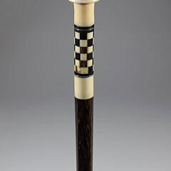 Whaler Made Scrimshaw Walking Stick “Ship Sirius”, 19th Century
