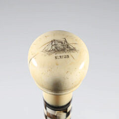 Whaler Made Scrimshaw Walking Stick “Ship Sirius”, 19th Century
