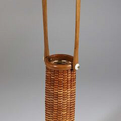 Nantucket Basket Bud Vase with Glass Liner by Sal, circa 2012
