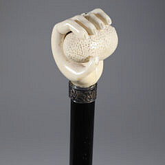 Whaler Made Clenched Fist Holding a Strawberry Walking Stick, 19th Century