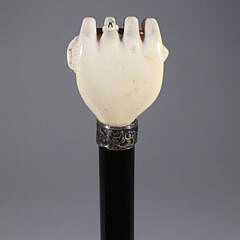 Whaler Made Clenched Fist Holding a Strawberry Walking Stick, 19th Century