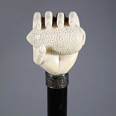 Whaler Made Clenched Fist Holding a Strawberry Walking Stick, 19th Century