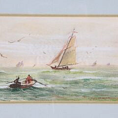 Wayne Morrell Watercolor and Colored Pencil “Off Gloucester Waters”, circa 1973